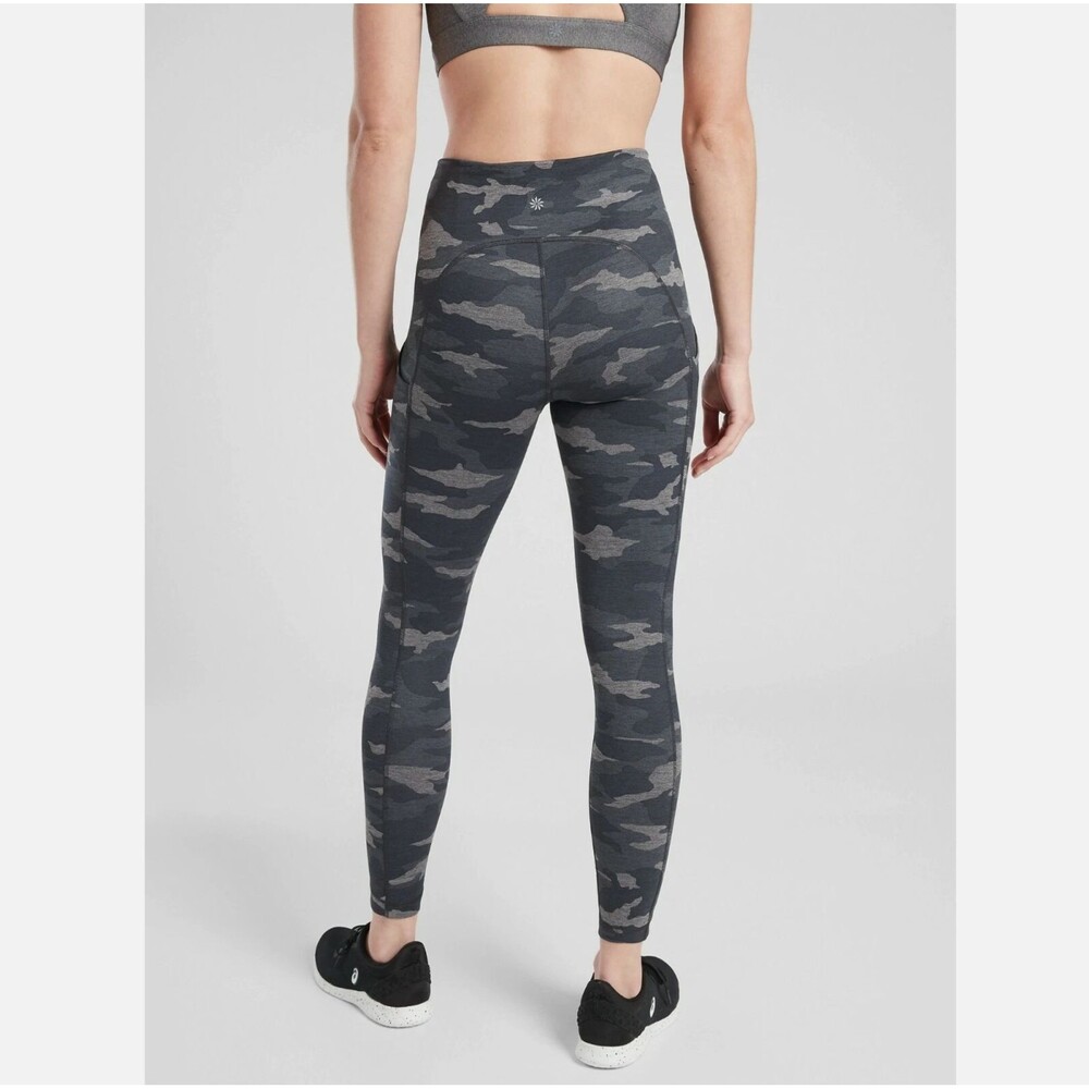 Athleta Camo 7/8 Leggings 1X Gray High Rise Compression Stash Pocket Active NWT - Picture 10 of 16